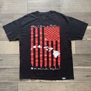 HAWAII'S FINEST Rise Up‎ Stand Up Black and Red Flag Graphic T-shirt Mens Sz XL
